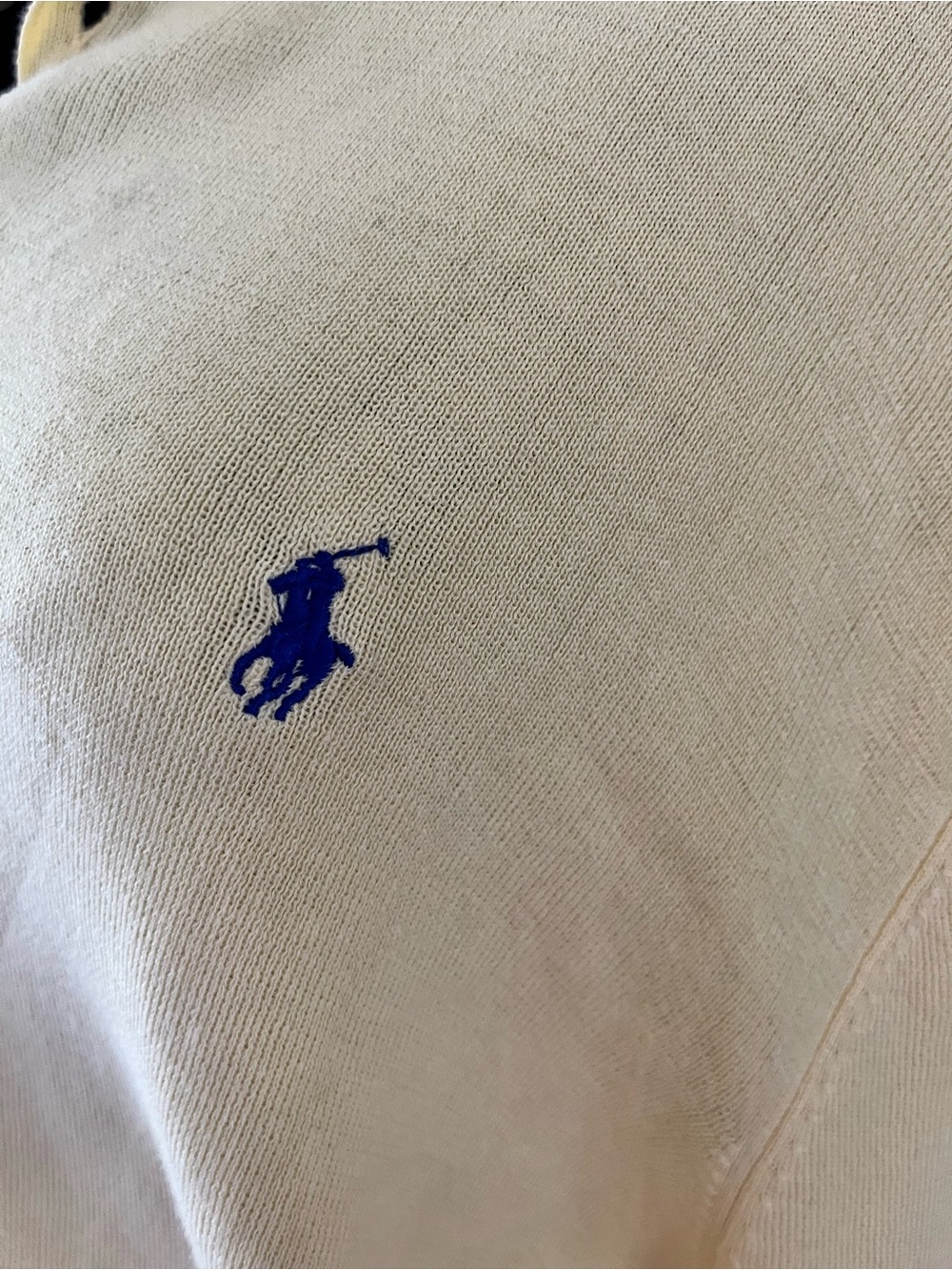 Polo by Ralph Lauren Pale Yellow Cotton Polo-Collar Crew Sweater with Navy Pony - Picture 2 of 7